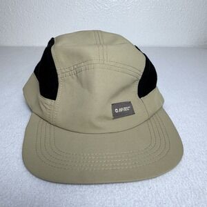 Hi-Tec Camper Warm Hat Tan Black 5 Panel Adjustable Strap Back Cap Outdoor Gorp